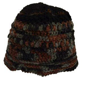 Bucket Hat black multicolor camo handknit